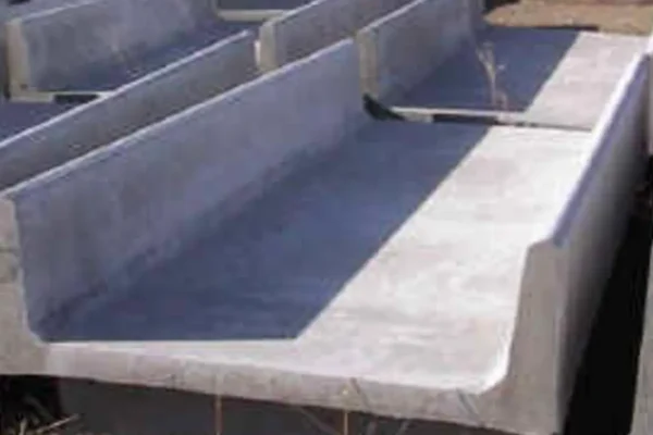 Closeup view of concrete fence line h bunk