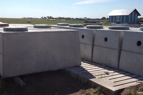 Outdoor view of concrete septic tanks